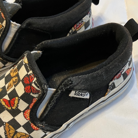 Vans Kids Slip-On Sneakers - Black, White, and Multicolor Butterfly - Picture 2 of 9